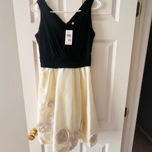 Max & Cleo Black and Cream Fit and Flare Midi Dress